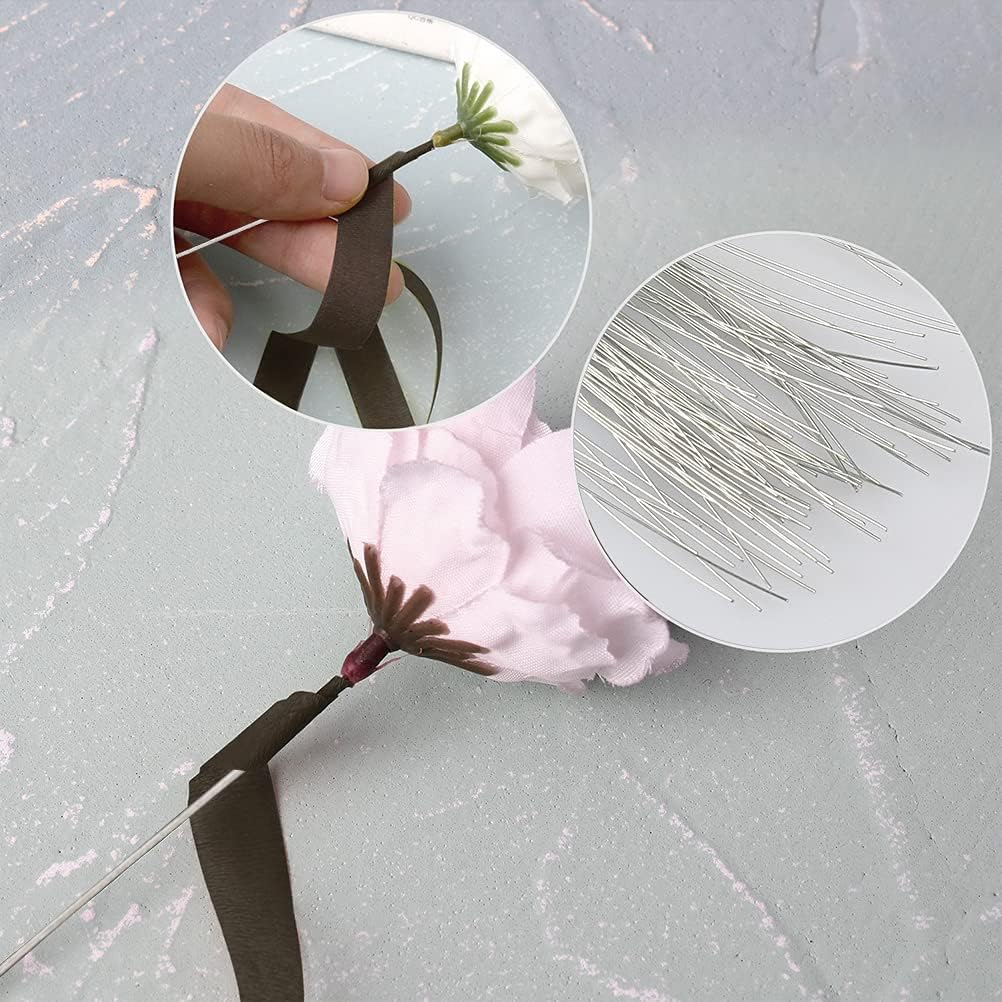 26 Gauge Floral Wire, 100 Pcs Silver Florist Stem Wire, 14 Inch