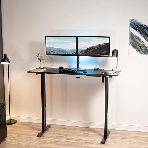 Miniatura 9 de VIVO DESK-KIT-W06D - Escritorio eléctrico de altura ajustable para trabajo de pie, 60 x 24pulgadas, cubierta sólida de una pieza color nogal oscuro