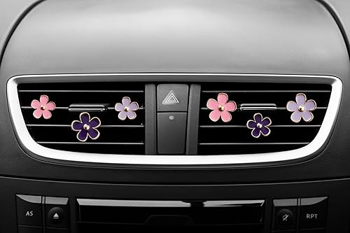 Miniatura 26 de Clips para salidas de aire - 6 piezas de decoración de margaritas para automóvil para salidas de aire y aire acondicionado - Accesorios de Púrpura,