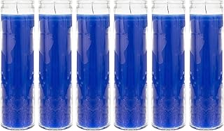 Mega Candles 6 pcs Unscented Blue 7 Day Glass Container Devotional Prayer Candles, Premium Wax Candle 2 Inch x 8 Inch, Sanctuary, Vigils, Prayers, Blessings, Religious, Memorials, Remembrance