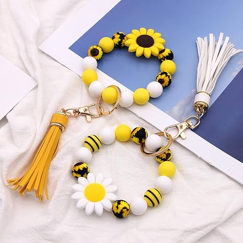 Miniatura 3 de Mr.EV - Cuentas de silicona de girasol para fabricación de llaveros, cuentas de silicona de 0.59 pulgadas a granel, cuentas de silicona de 0.59