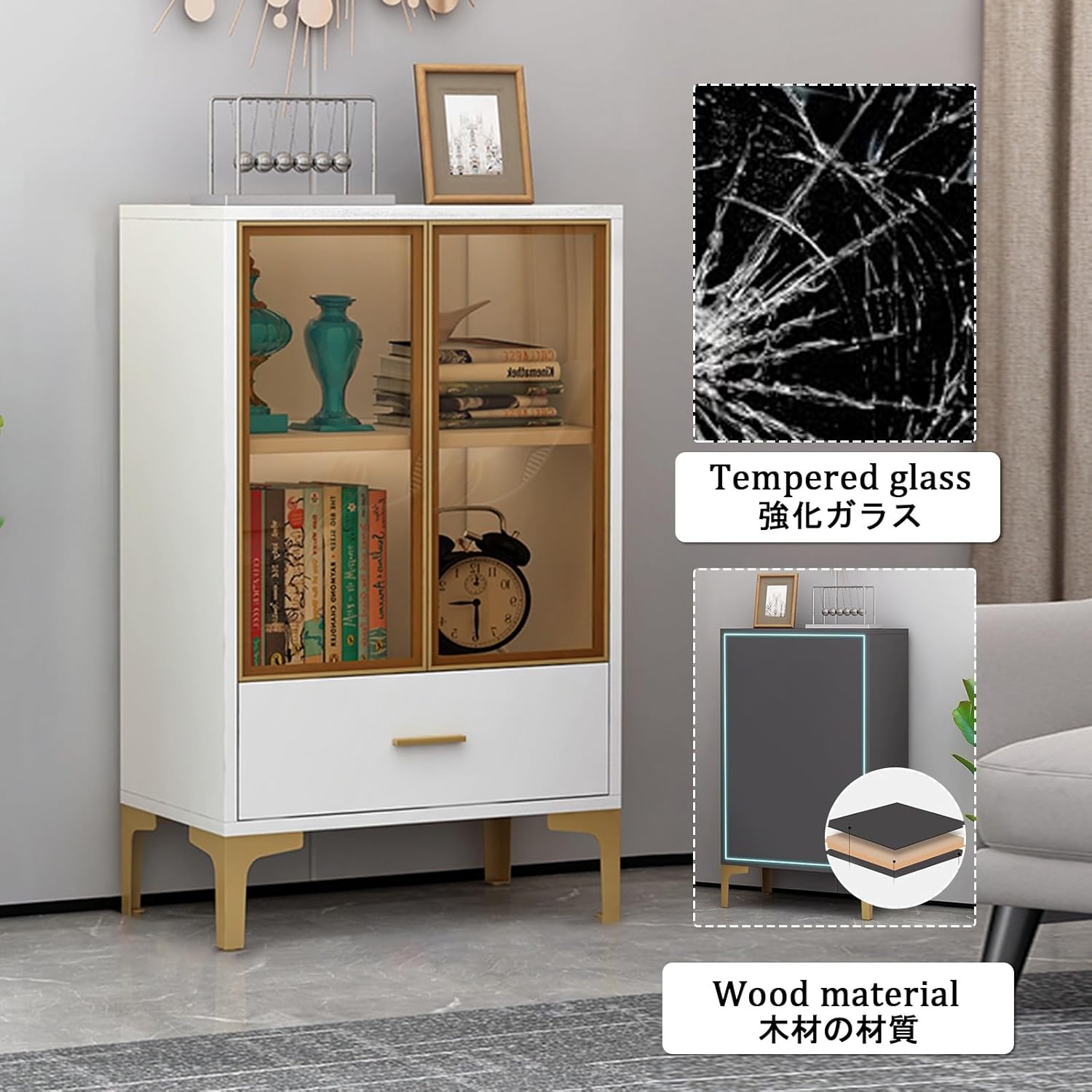 Display Cabinet,Cabinet with Glass Doors,Display Cabinets for Collectibles,Figures Curio Display Cabinet,Storage Cabinet,Living Room Display Cabinets,Bookshelf Showcase for Living Room