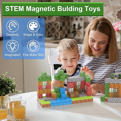 Miniatura 4 de Bloques magnéticos construye 110 piezas de juguetes magnéticos para niños y niñas de 6 7 8 9 10 años, juguetes de construcción apilables STEM