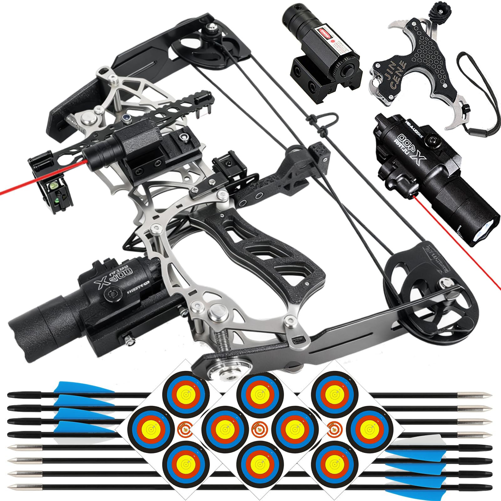 ZSHJGJR Archery Compound bow Set Bow and Arrow Set for Beginners Adult - 15-32 lbs Adjustable Mini Compound Bow - Complete Archery Package with Arrows & Targets Hunting - Right/Left Hand (Type 1)