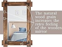 Vista 7 de MeMoreCool Espejo rústico de granja, espejo con marco de madera para baño, espejos decorativos de baño para pared de madera, espejo rectangular