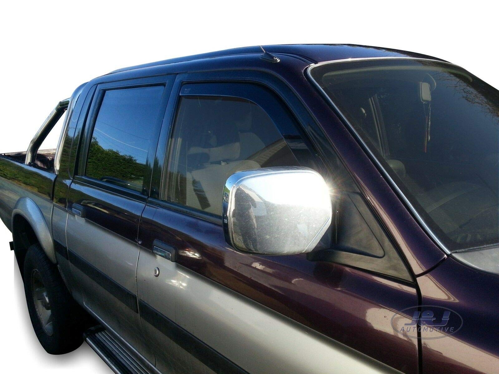 J&J AUTOMOTIVE Deflettori d'Aria per Mitsubishi L-200 4-Porte 1999-2006, Set da 2 Pezzi, Nero Fumé Oscurato Heko