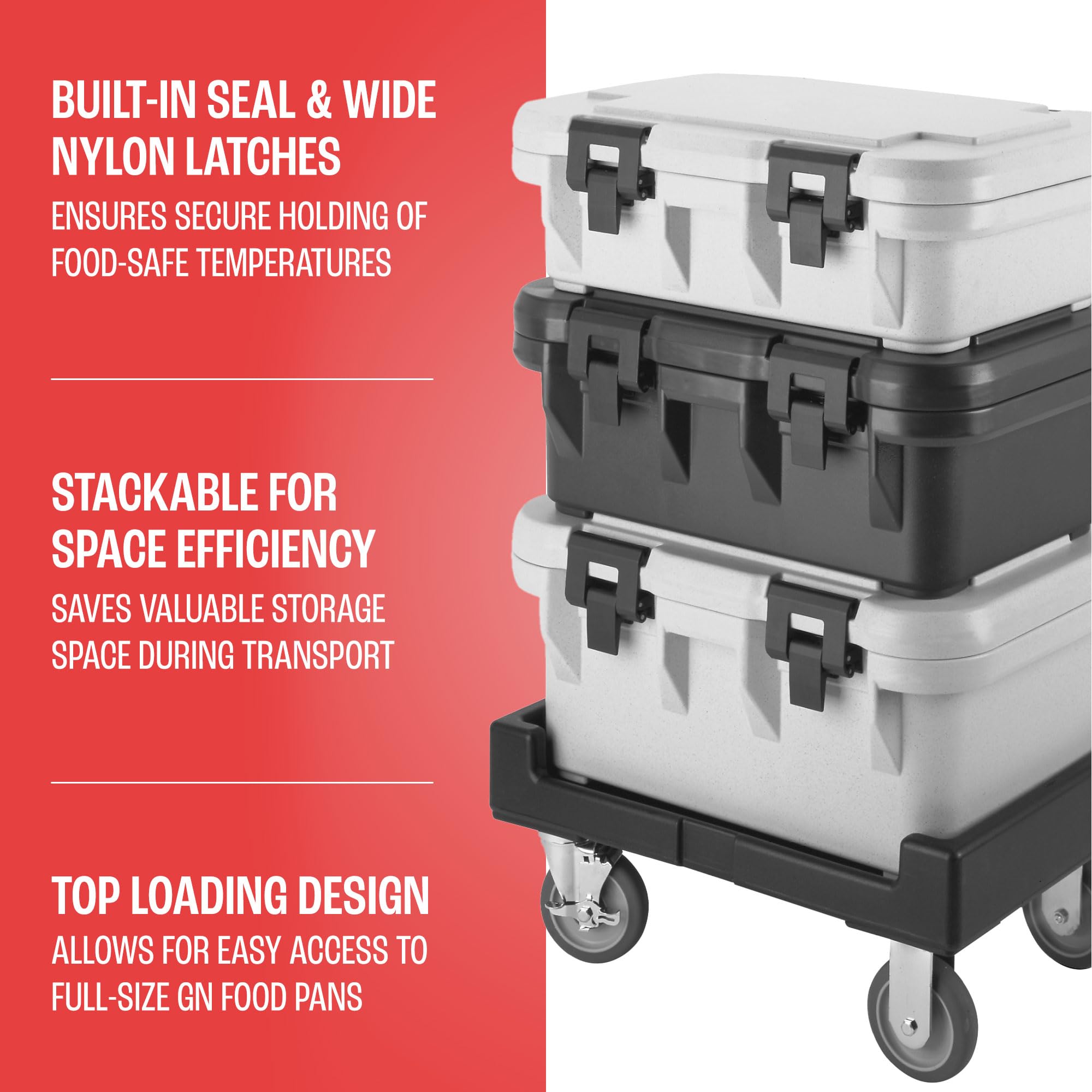 Cambro Portador de alimentos con aislamiento - Caldera profunda de 6 pulgadas y calentador de alimentos para catering y transporte - Top Load S-Series (negro)