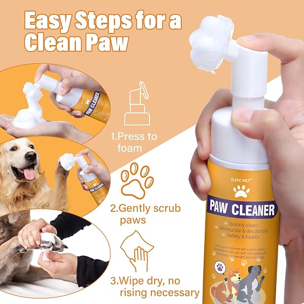 Nettoyeur de Pattes de Chien, shampooing sans Eau avec Brosse en Silicone Souple, Mousse hydratante pour Un Lavage Efficace des Pattes, Nettoyeur de Pattes Facile et Portable pour Chiens, 150 ML - 3