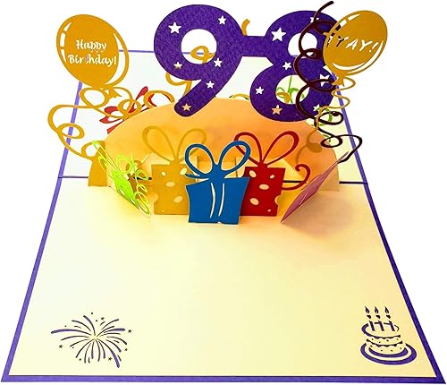 Miniatura 3 de iGifts And Cards Tarjeta de felicitación emergente 3D de feliz cumpleaños 98 con regalos - Noventa y ocho, increíble, globos, único, celebración,