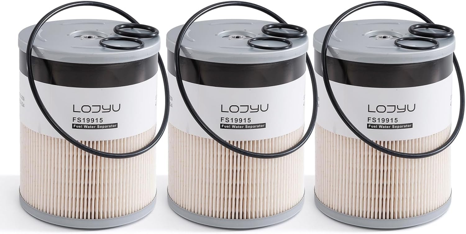 [3-Pack] Fuel Water Separator Filter for Fleetguard FS19915 for Detroit Diesel DD13 DD15 DD16 for Freightliner Cascadia for Western Star Replaces PF9804 P551011 33655 Cartridge Element 7 Micron