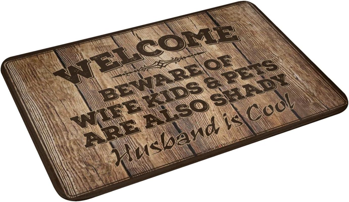 Fall Kitchen Mats for Floor Welcome Beware of Wife Children and Pets are Also Shady As Well Husband is Cool Mat Balcony Decor Doors for House(Size:50X80CM) image 2