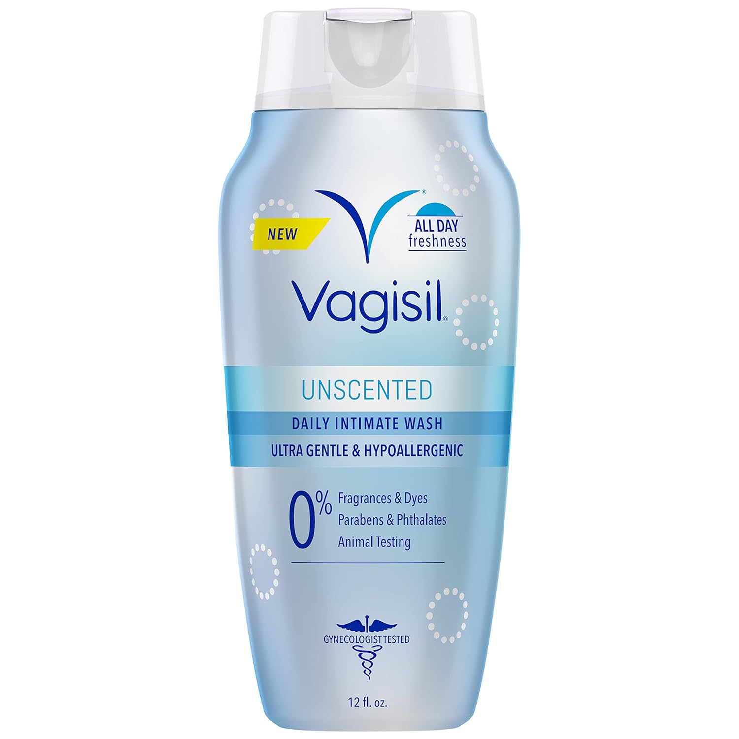 Vagisil Unscented Feminine Wash, pH Balanced Gynecologist Tested Intimate Area Cleanser, Hypoallergenic 12oz