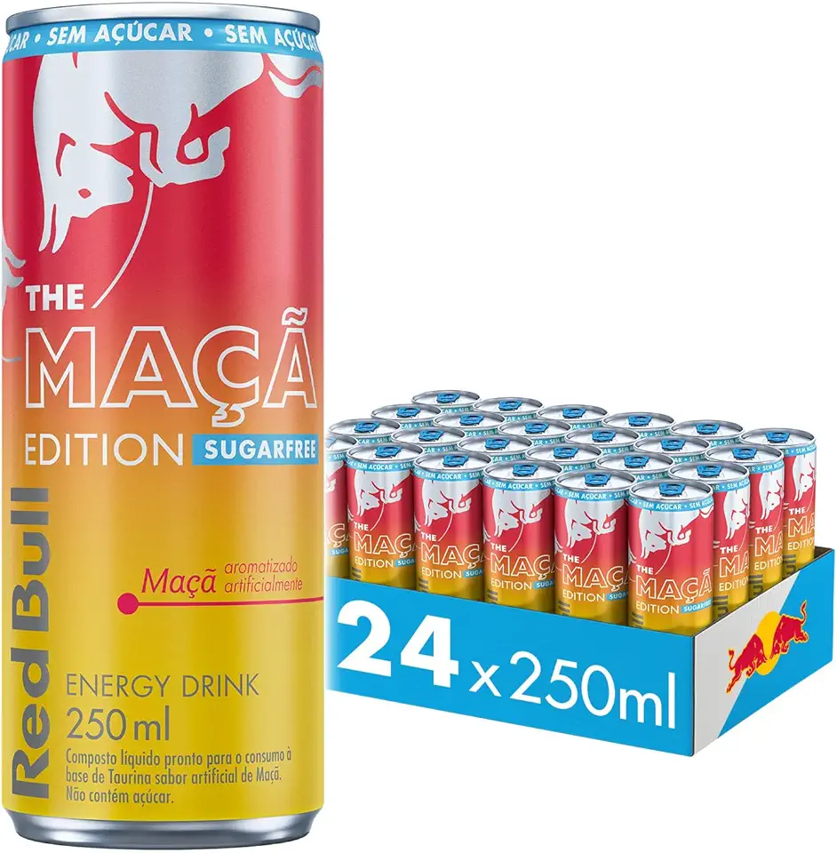 Pack de 24 Latas Red Bull Energético, Maçã Edition, Sem Açúcar, 250ml