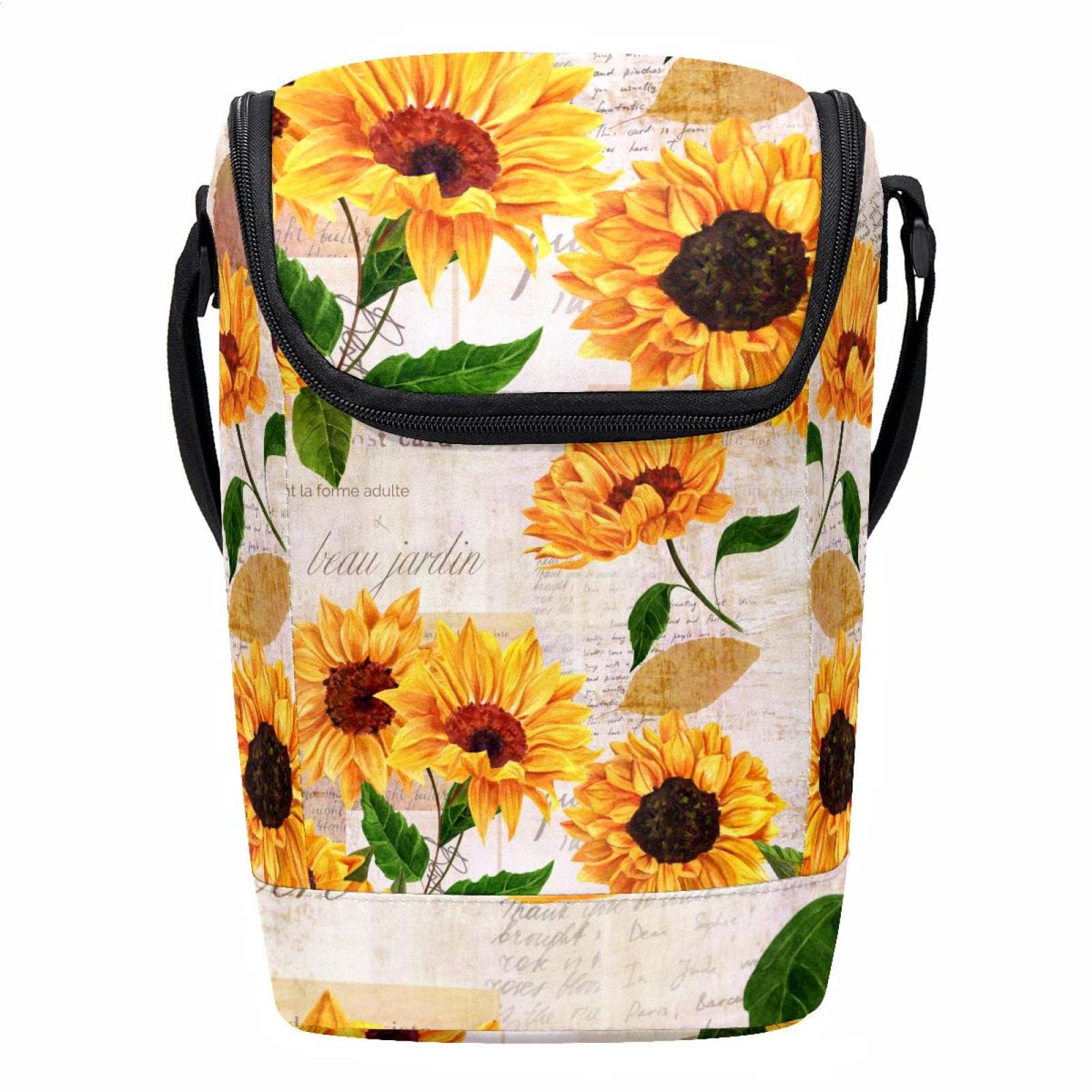 Lonchera grande de girasoles vintage para solucionar la falta de espacio al llevar tus tápers diarios