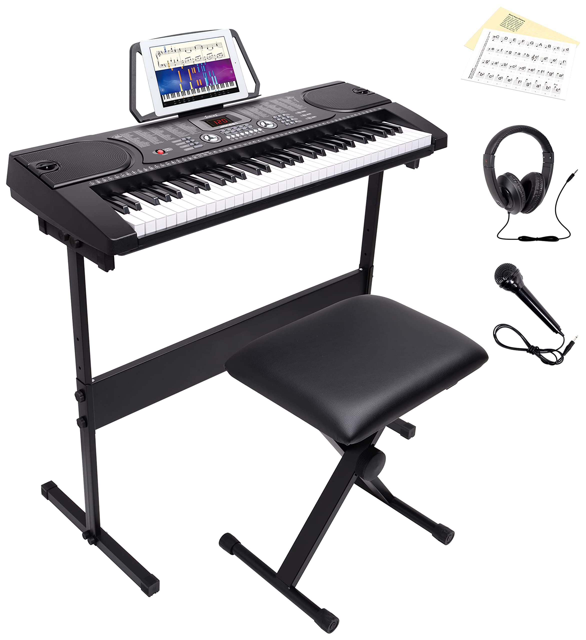 JUAREZ Octavé JRK661 61-Key Electronic Keyboard Piano with LED Display | Adapter | Key Note Stickers | Mic |Music Sheet Stand | JAK100 Keyboard Bench | JAK200 Piano Keyboard Stand-image-41