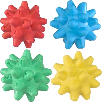 4Pcs Spiky Massage Ball, 3 Inch 4 Colors Spiky Ball for Plantar Fasciitis Multi-Use Foot Massage Ball Silicone Muscle Massager Ball for Shoulders, Neck, Waist, Back, Legs, Feet