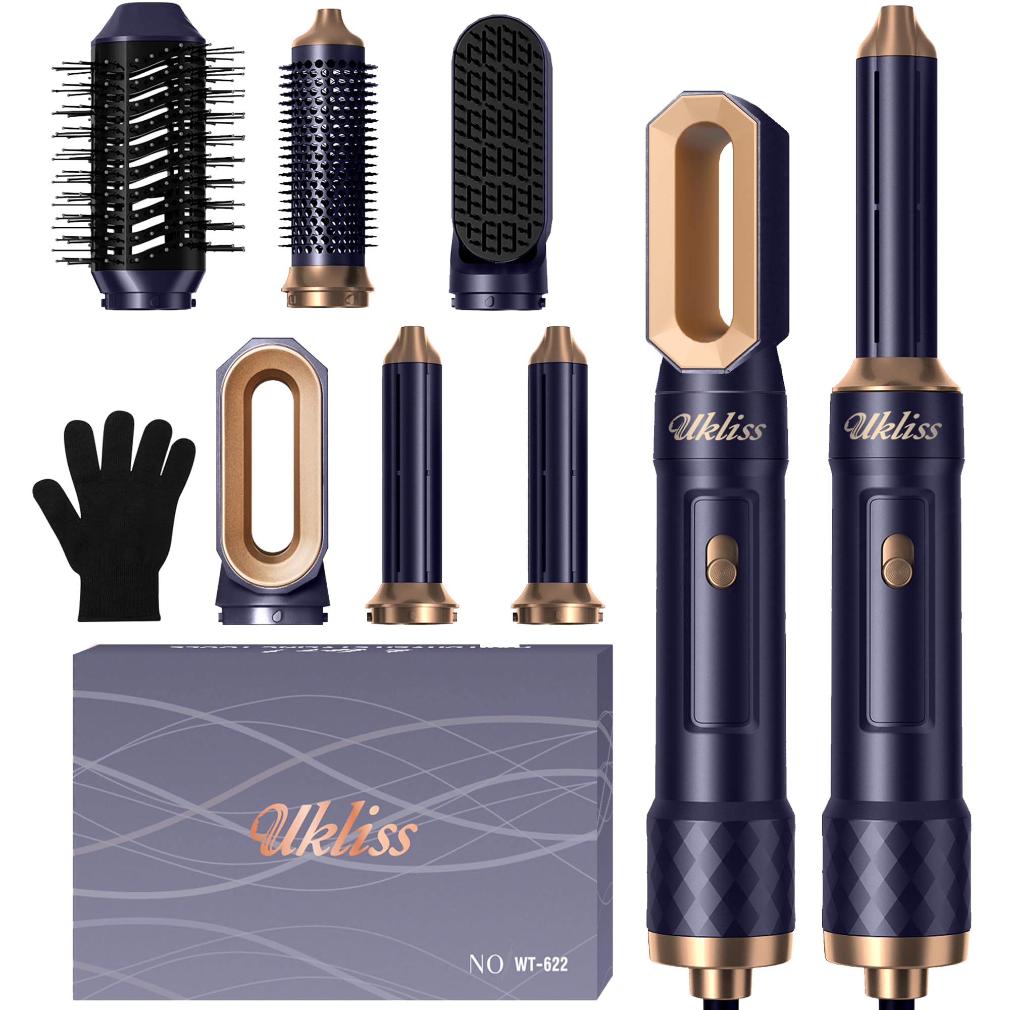 UKLISS Hair Styler 6 in 1, Haartrockner & Haarstyler Set mit Automatisch Wrap Lockenbürste, Thermal brush, Rundbürstenföhn, Warmluftbürste, Hair Dryer, Gesckenke für Frauen Haar Styling