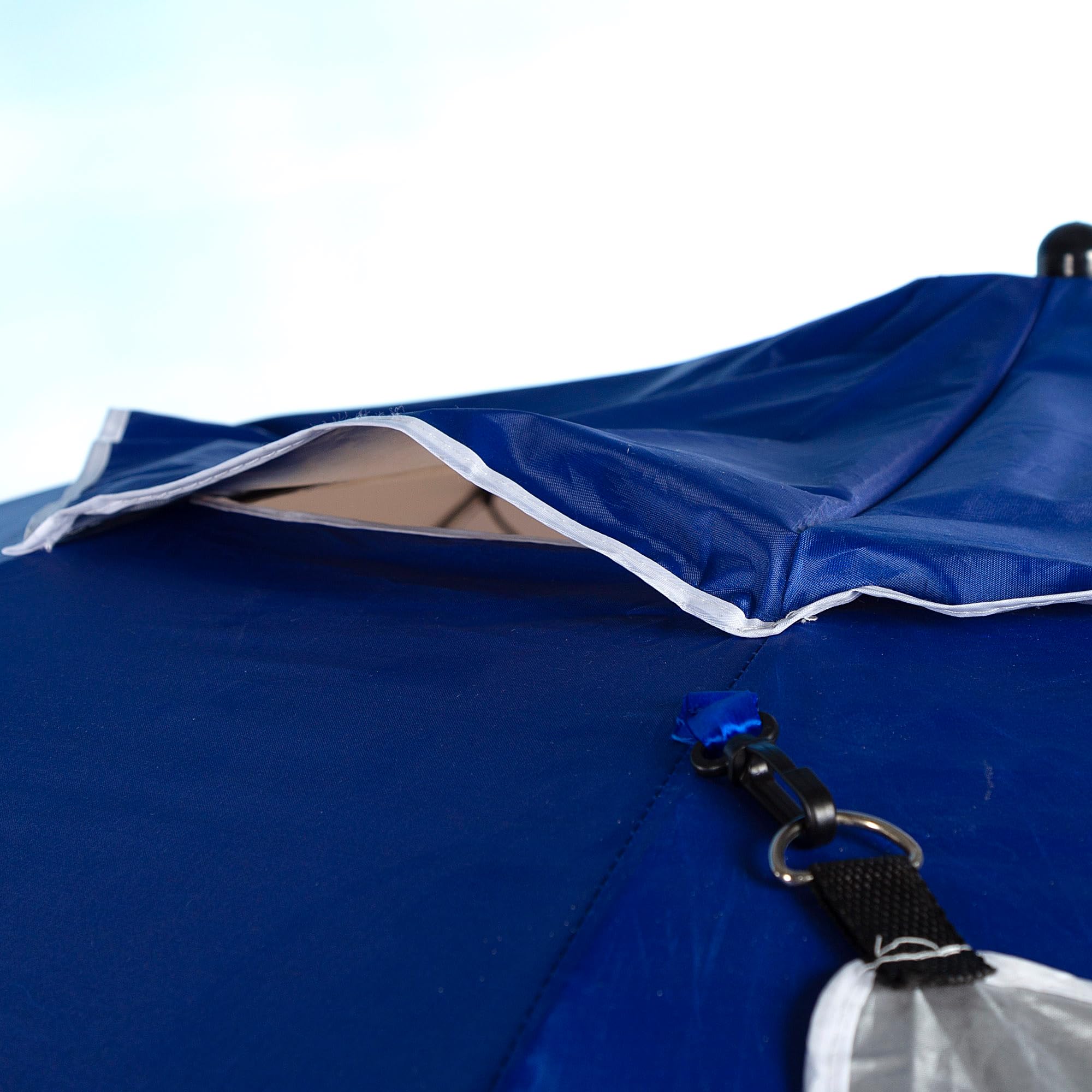 AKTIVE Grand Parasol de Plage, 240 cm, Couleur Bleu, mât en Acier, réglable en Hauteur, Tissu Polyester, Protection UV50, Grands parasols + étui de Transport avec poignée (62349), Bleu, Grande