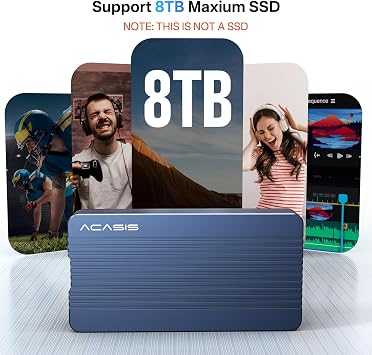 ACASIS 40Gbps M.2 NVMe SSD Muhafazası, 2230 2242 2260 2280 M&B+M-Key Boyutlarını Destekleyen Nvme Muhafazası, USB4 ile Uyumlu M.2 Muhafazası, 2700MB/s'ye Kadar Type-C Alüminyum SSD Kılıfı
