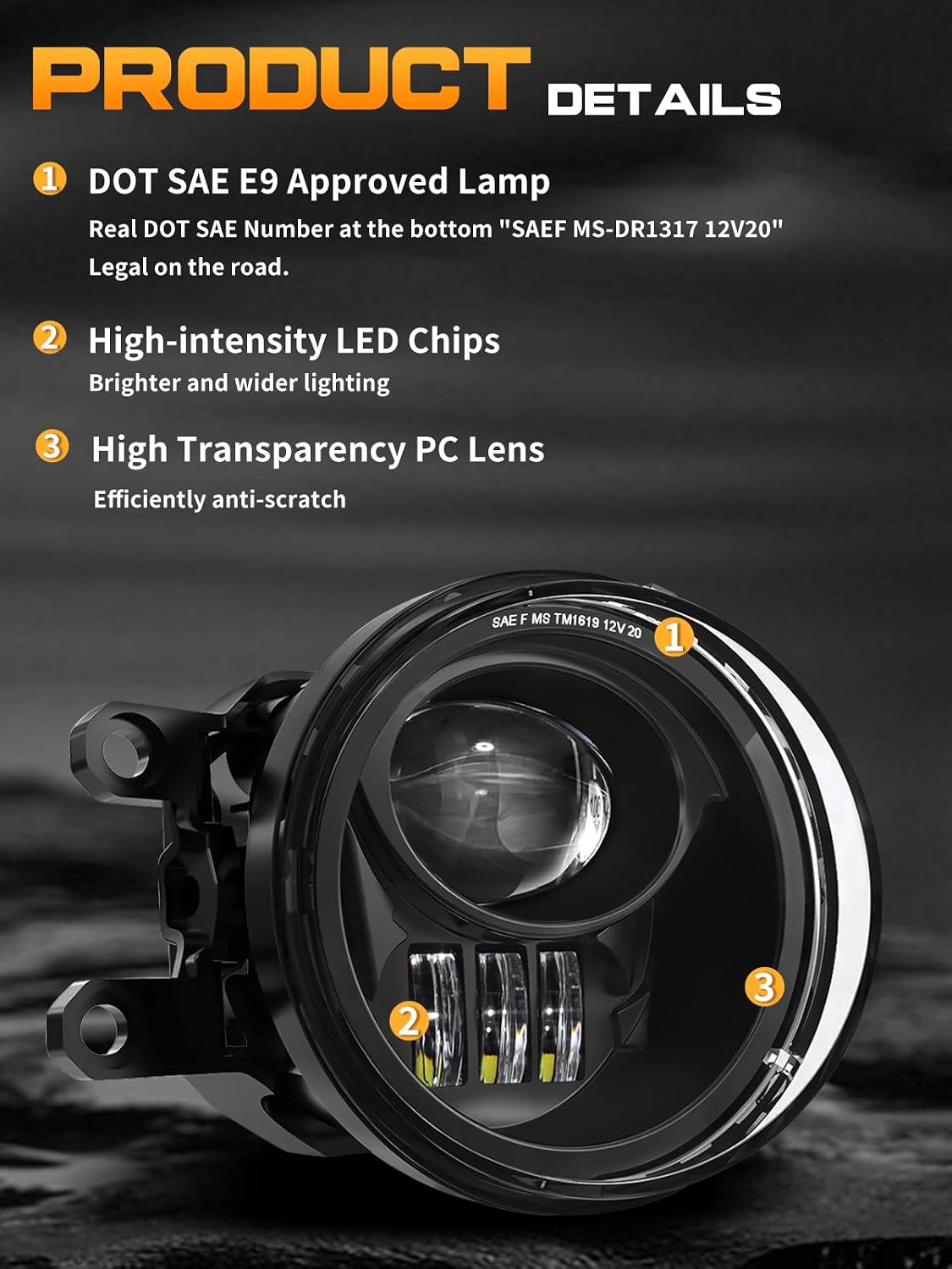 Led Fog Lights Compatible with 2016-2022 Tacoma, 2014-2022 4Runner, 2014-2019 Tundra, 2007-2014 Camry Truck, DOT Approved Driver and Passenger Side Driving fog Lamps Assembly Replacement-Black