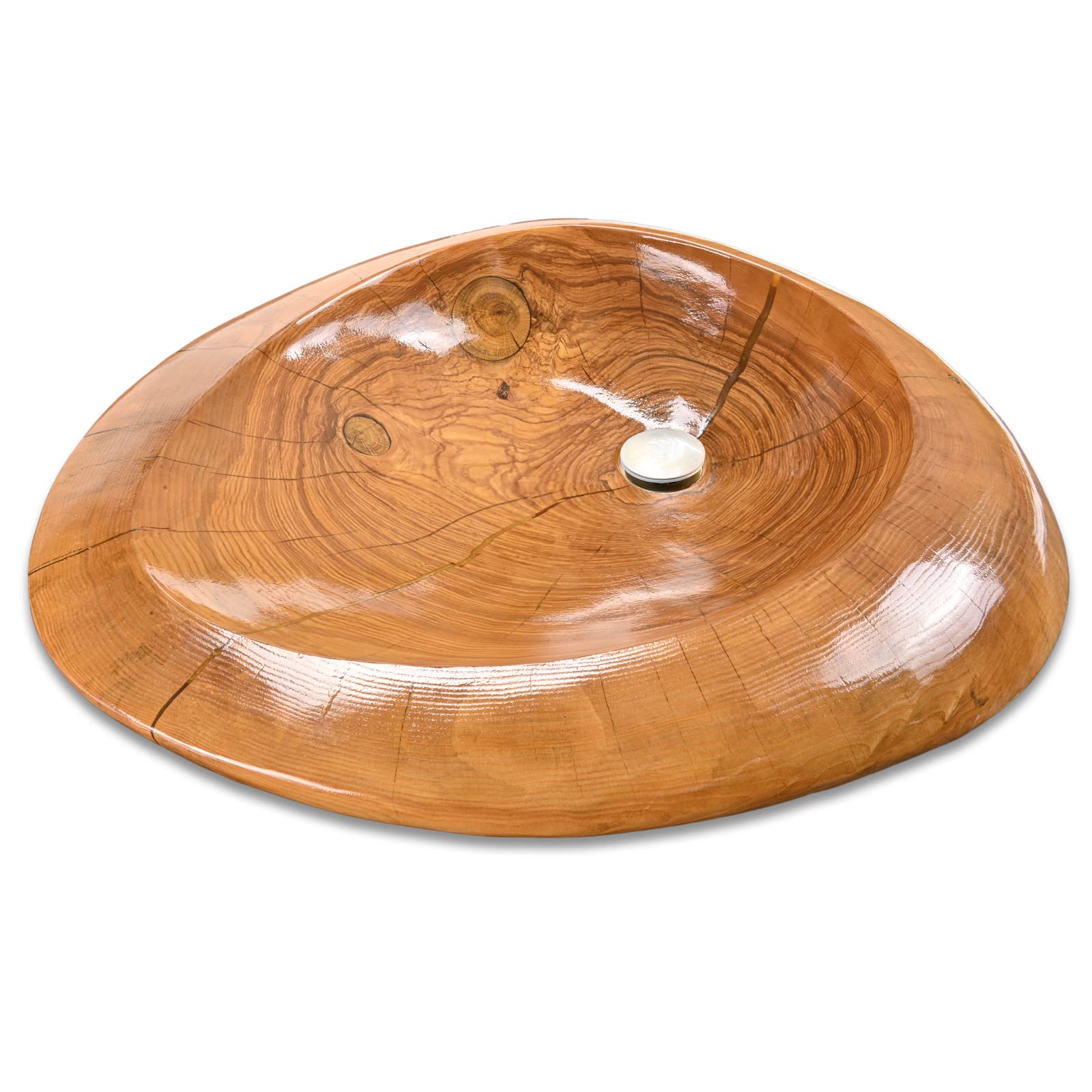 Verda Lavabo de madera natural + válvula de desagüe Click-Clack U110