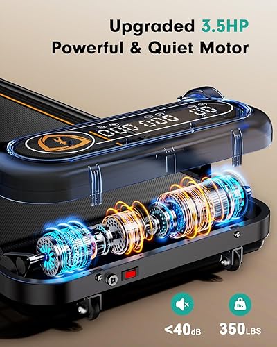 Miniatura 5 de Foldable Treadmill with 10% Incline, 3.5HP Low Noise Walking Pad Treadmill with Handle Bar, Rayspace 4 in 1 Portable Under Desk Treadmills for