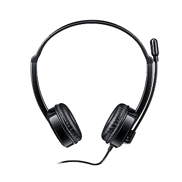 Rapoo H120 Stereo Wired Headphones On Ear Headphones with Microphone Noise-Reduction, USB, Pc/Mac/Laptop/Chrome OS - Black