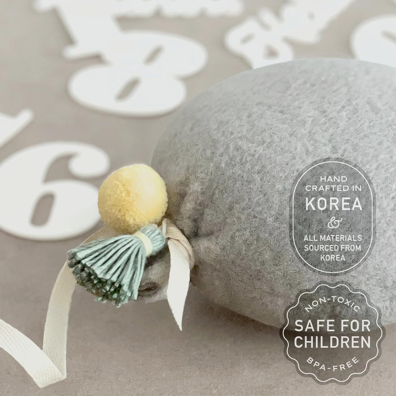 Unique Baby Monthly Milestone Photo Props - Plush Fleece Balloon Shaped Signs with Tassels Pom-Pom | Pastel Nursery Decor & Birth Announcement | Newborn Keepsake Gift Set (Sage Green)