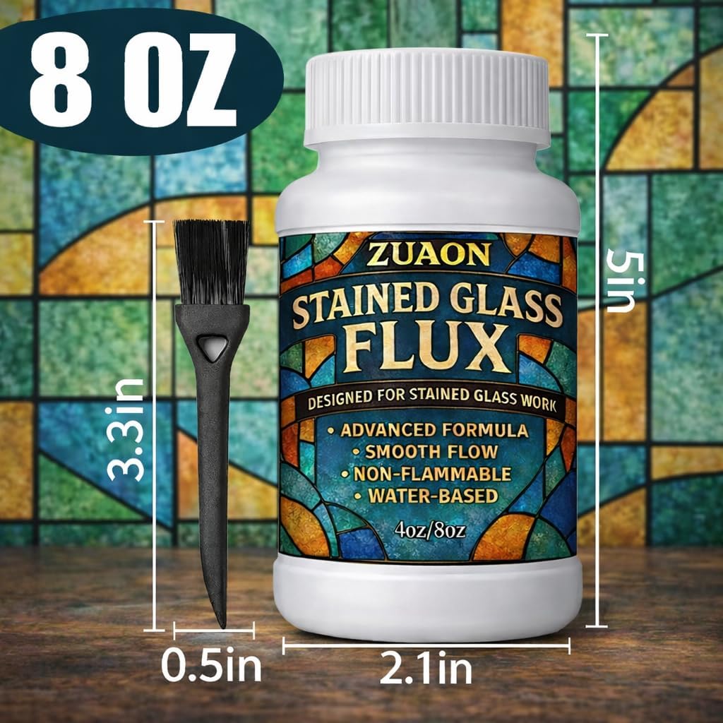 8oz Liquid Solder Flux for Stained Glass, Water-Based Soldering Flux for Glass Repair, Electronics, Jewelry Making, Liquid Flux for DIY, Solder Work, Liquid Solder, Stained Glass Supplies and Tools