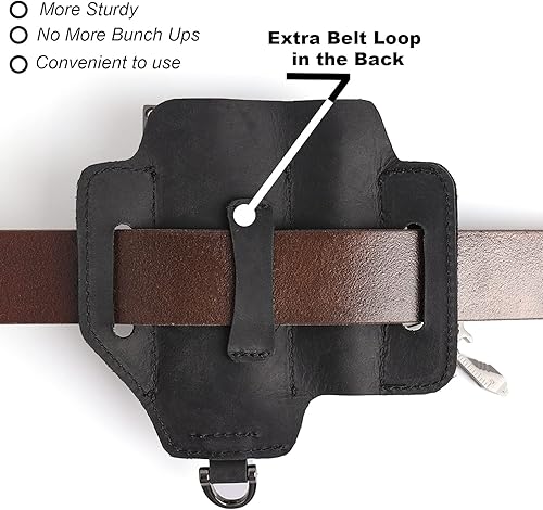 Vista 21 de Topstache - Funda multiherramienta de cuero, organizador de cinturón EDC para el trabajo y uso diario, funda Leatherman, para linterna y Negro 01