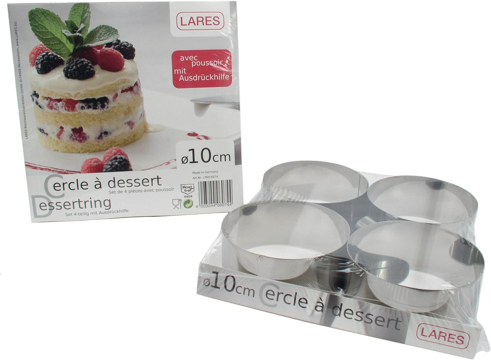 Lares 6074 Set of 4 Pastry Ring Moulds 10 cm