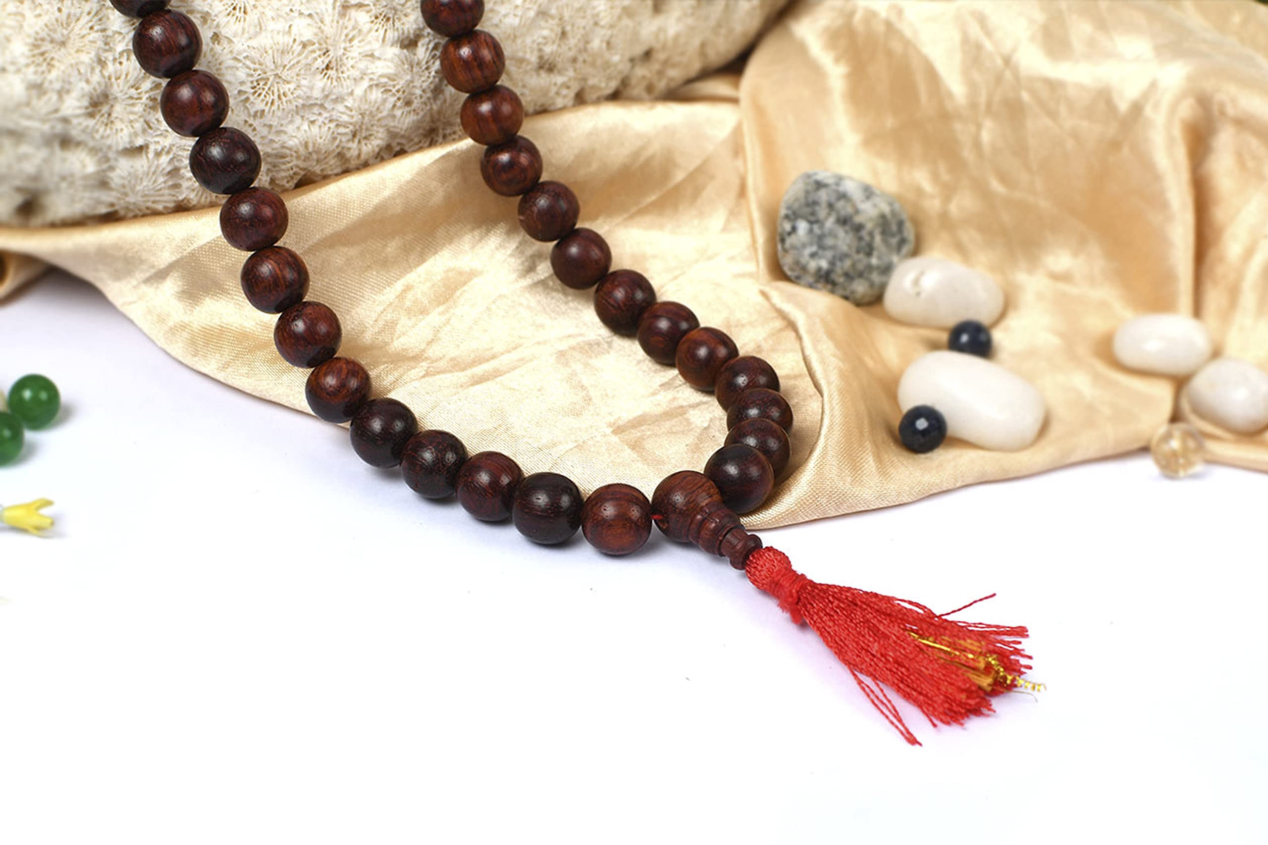 NRSON® Original Lal Chandan Mala 108+1 Beads 8 mm with Tassel/Red Sandalwood Japa Mala/Rakta Chandan Mala for Meditation Pooja Chanting, Prayer 1