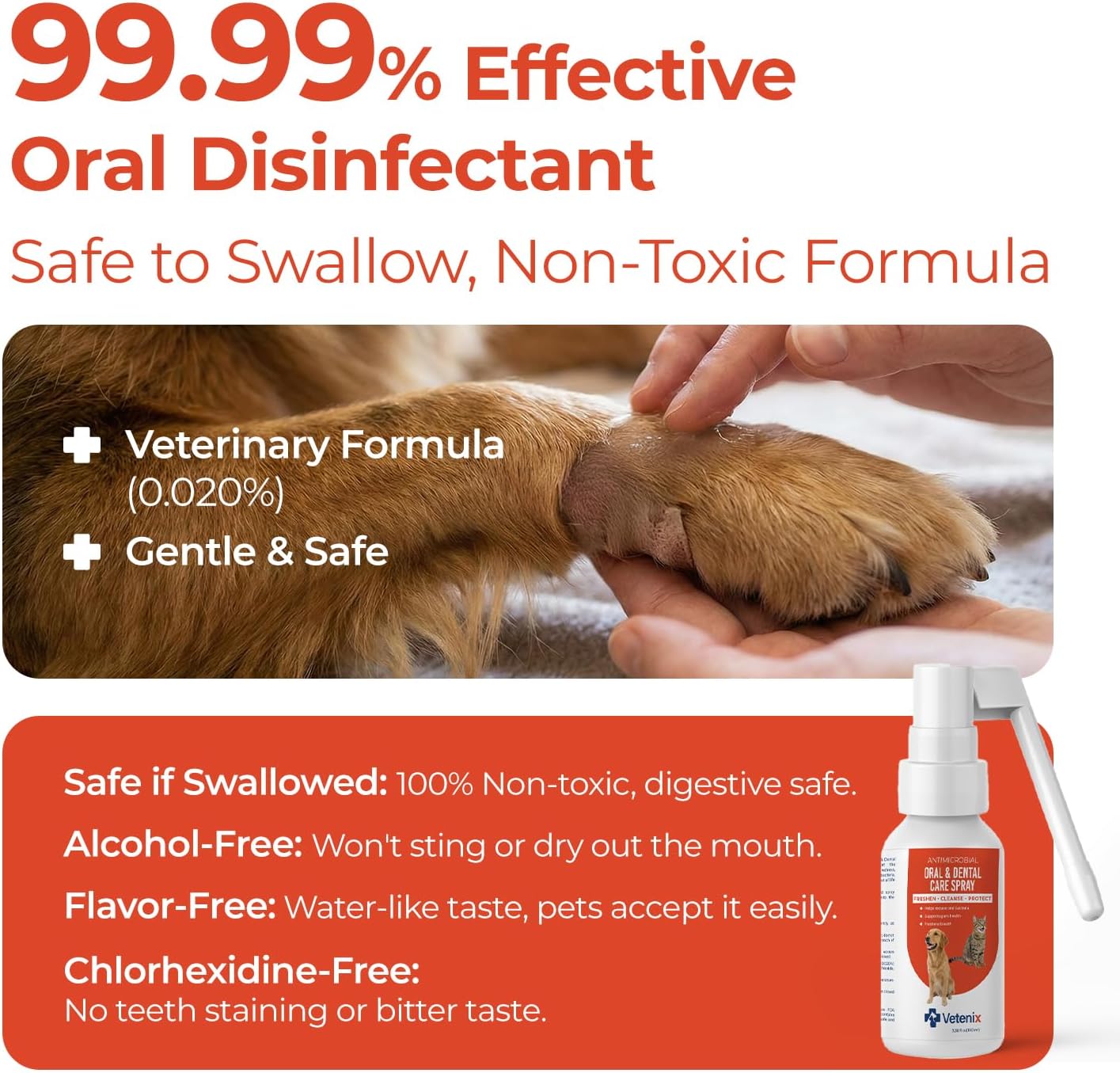 Oral Spray for Dogs and Cats Teeth Cleaning Spray Freshens Breath, Soothes Gums, Alcohol Free Daily Dental Care with Pure Hypochlorous – 3.38 oz image 3