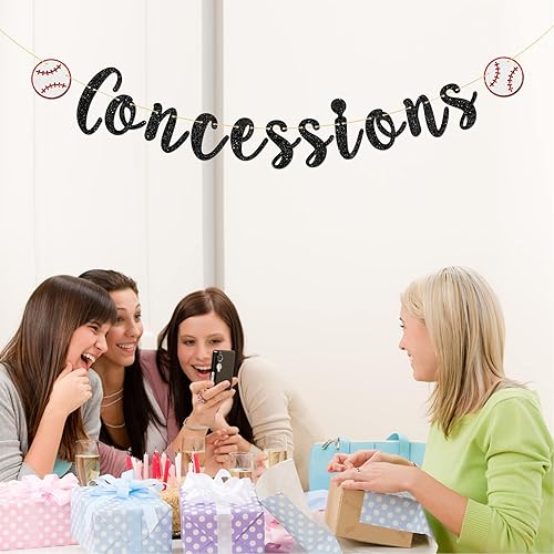 Miniatura 5 de Talorine Cartel de concesiones, pancarta de cumpleaños con temática de béisbol, baby shower, suministros de decoración de fiesta de cumpleaños para