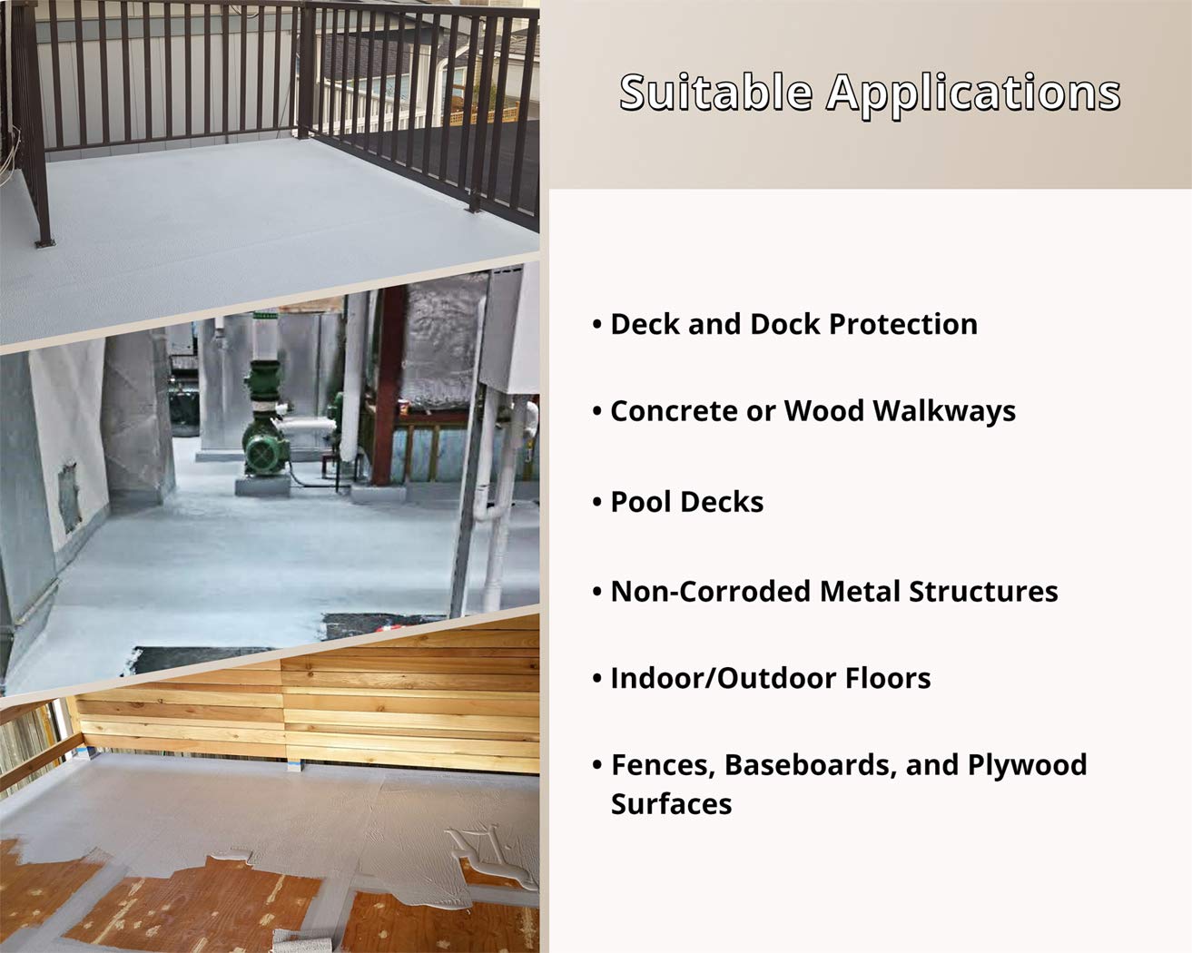 Liquid Rubber Smooth Polyurethane Deck and Dock Coating Solar Protection Deck Sealant, Non