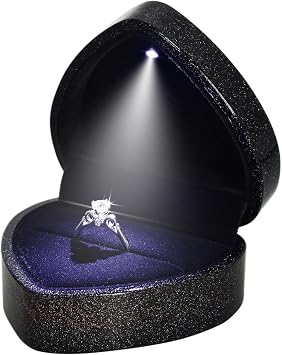 LED Heart Ring Box with light for Proposal Engagement, Starry Sky
