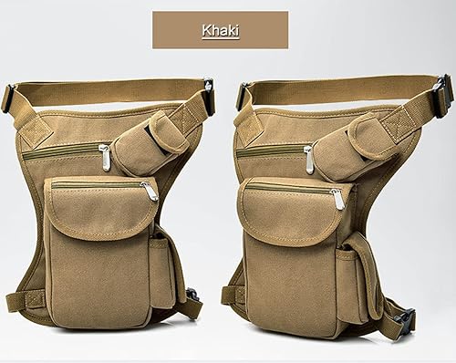 Miniatura 8 de Riñonera para senderismo, bolsa de pierna caída, bolsa táctica de cintura de cadera para ciclismo y camping, Caqui, Ciclismo