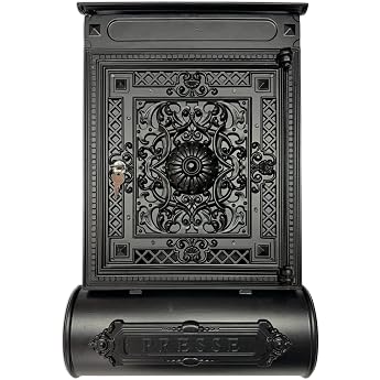 Stelling Vintage Letterbox with Newspaper Compartment and Viewing Window   Weatherproof Postbox Anthracite   Unique Wall Letter Box Made of Cast Aluminium   Antique Letter Boxes Retro Matte Black