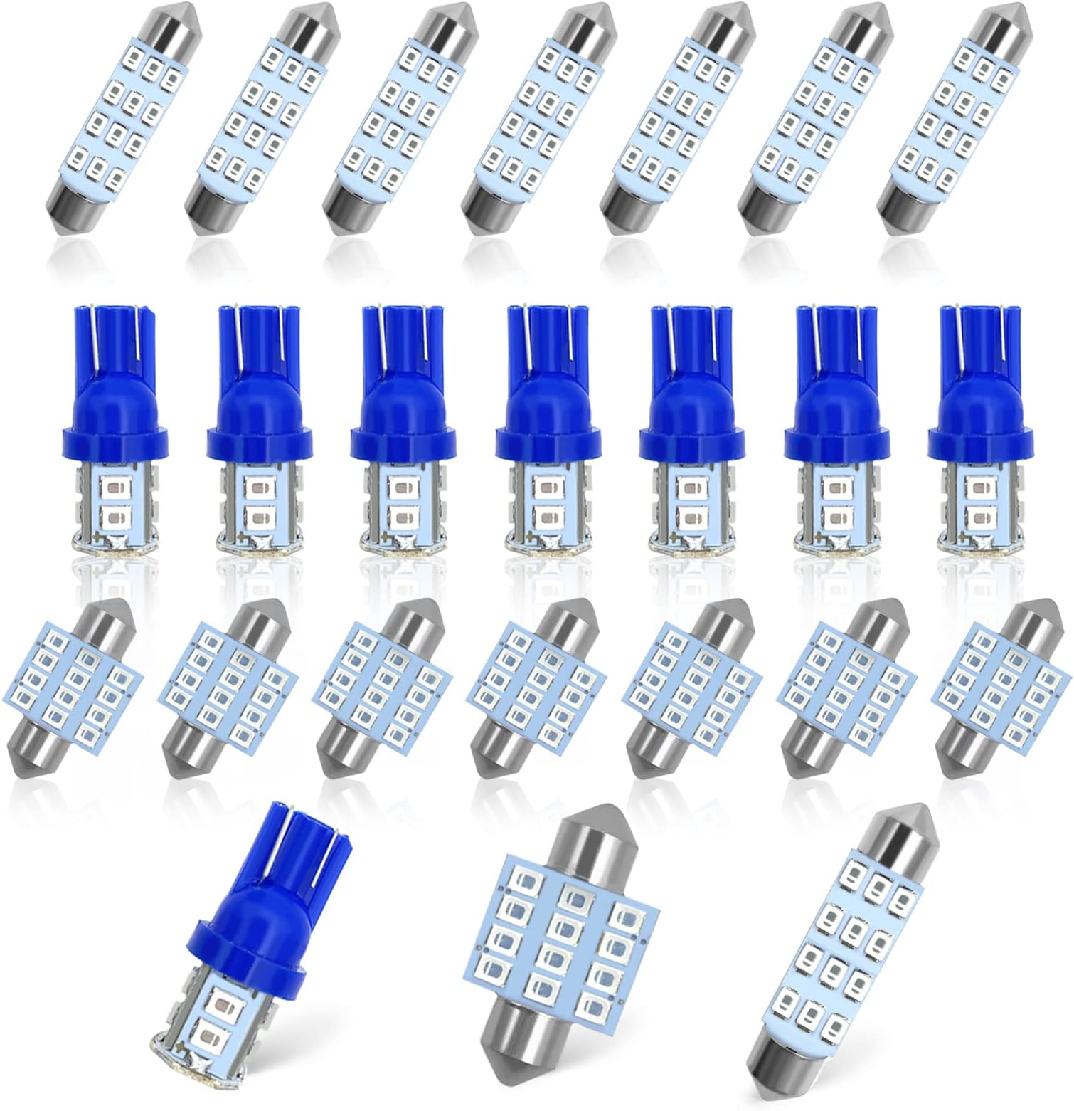 QuicTO LED Interior Light Set, 24 Pieces, Blue, Compatible with Most Vehicles