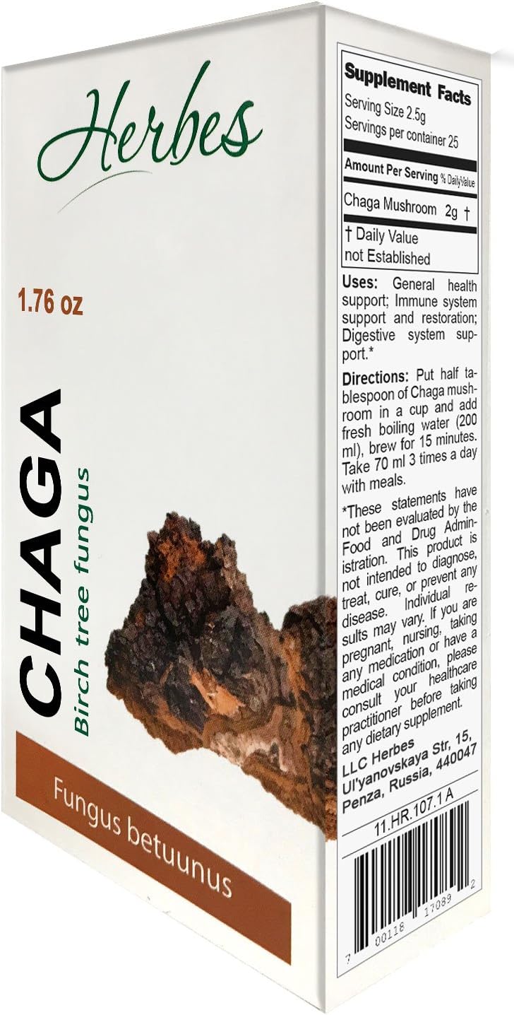 Siberian Wild Harvested Chaga Mushroom Dried 50g/1.8 Oz