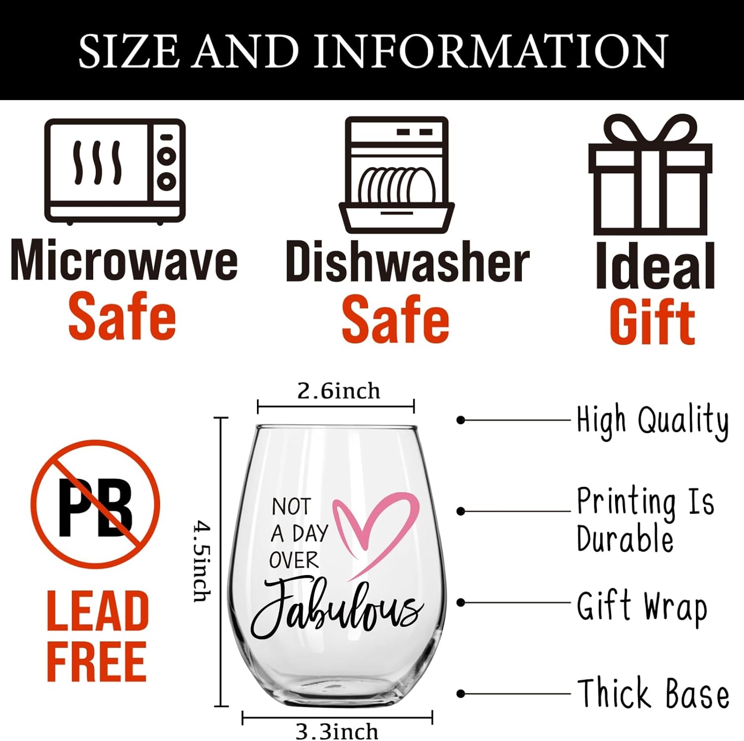 Not a Day Over Fabulous Wine Glasses Birthday Gifts Christmas Gifts for Women, Happy Birthday Gift for Her Bday, Mom, Sister, Best Friends Female Wife Girlfriend Coworkers - Image 2