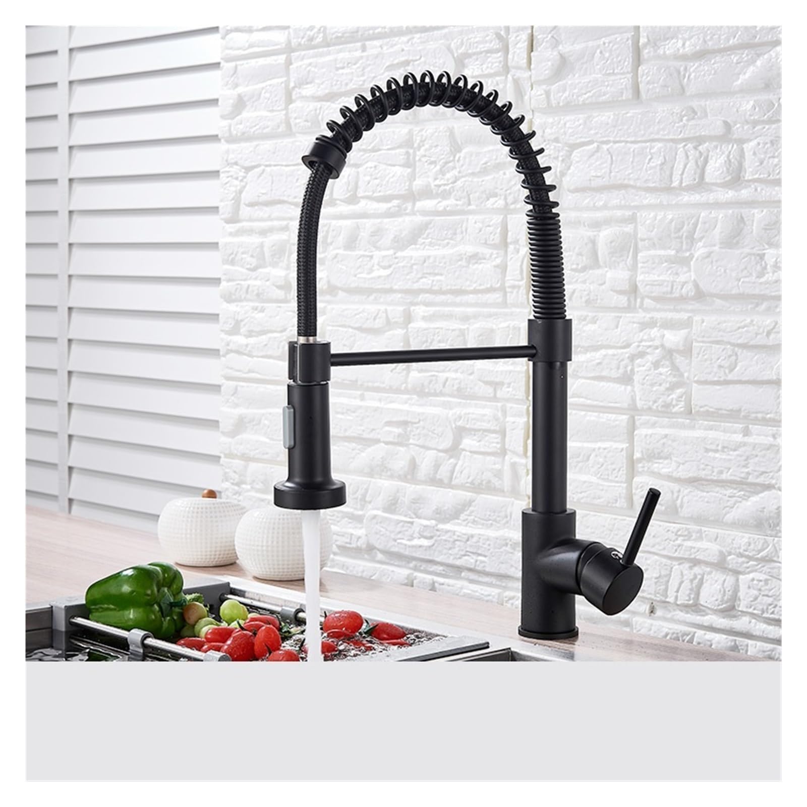 Robinet de cuisine extractible avec mitigeur noir mat orientable pour évier
