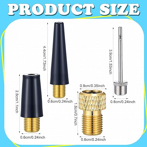 Miniatura 2 de Shappy Juego de 4 agujas de bomba de bola, kit de inflador de agujas para bomba de aire, adaptador de inflador de boquilla para fútbol, baloncesto,