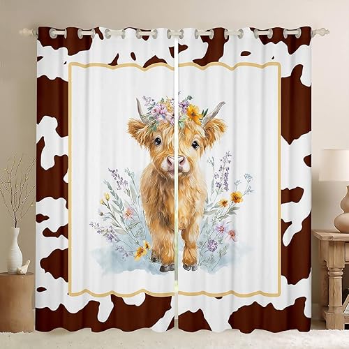 Miniatura 14 de Castle Fairy Daisy Florals Window Drapes 42" Wx63 L Hippie Flowers 50% Blackout Curtains for Kids Adults Women Bedroom Decor,70s Retro Floral Window