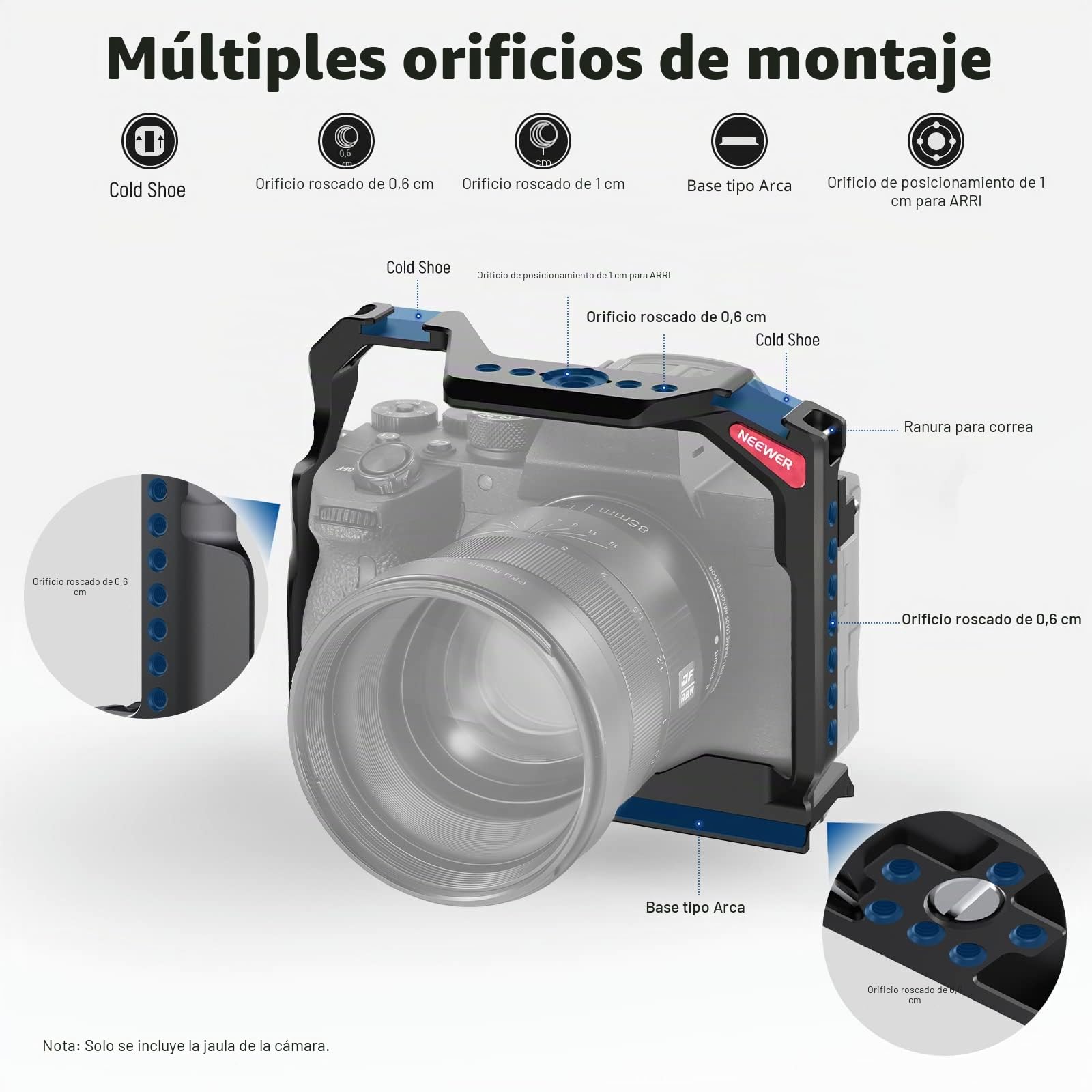 NEEWER Jaula A7 IV para cámara Completa Compatible con Sony Alpha 7R IV/a7 IV/a7S III/a1, aleación de Aluminio con Acceso/Arca Type QR Base Cambio rápido, Compatible con estabilizadores dji RS, CA004