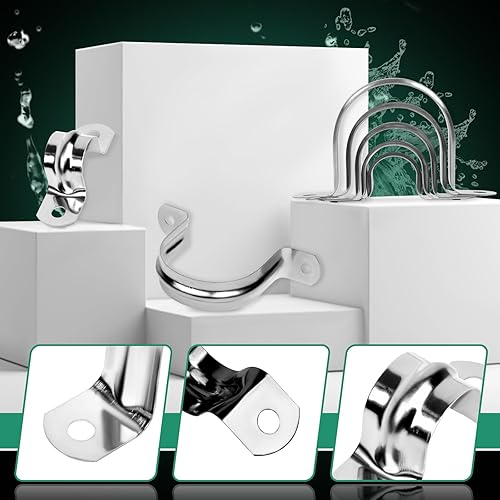 Miniatura 3 de 20 abrazaderas de conducto de acero inoxidable de 2 pulgadas, 2 agujeros para cable en U, clips de tensión de metal para fijación de tuberías en