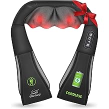 Snailax Cordless Massager - Shiatsu Neck and Shoulder Massager with Heat, FSA Eligible, Portable, Lumbar, Back Electric Massage Pillow, Christmas Gift