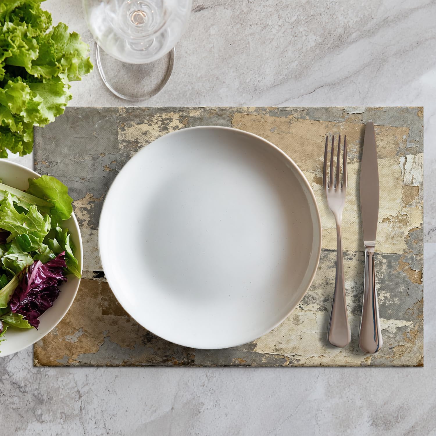 Batmerry Grey Abstract Art Placemats,Beige Painting Washable Linen Table Mats for Kitchen Table Double Insulation Decor Dining Set Indoor Outdoor 12X18 in Set of 4