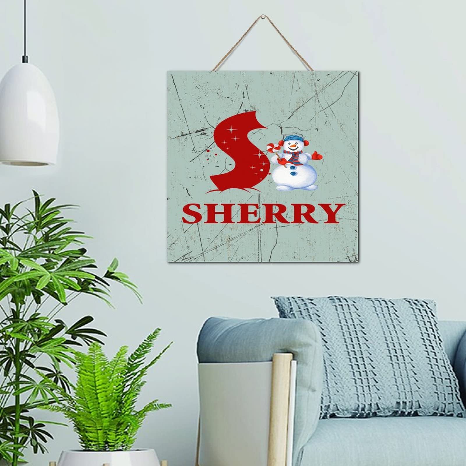 Plaque murale décorative en bois avec monogramme personnalisé initiale nom pour cuisine