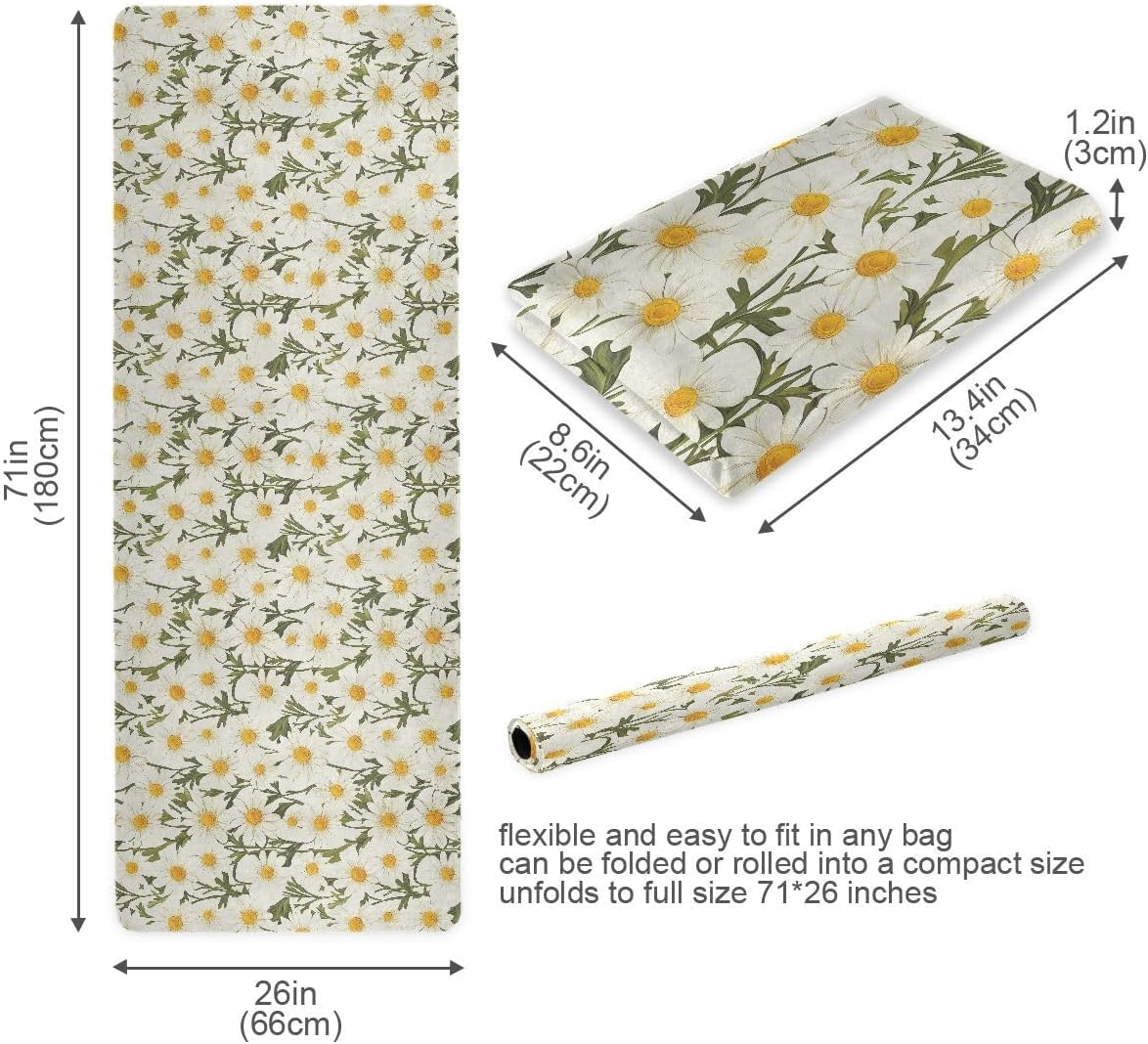 ALAZA Vintage Daisy Floral Flower Yoga Mat Non Slip Fitness Exercise Mat, Workout Mat for Yoga, Pilates and Floor Exercises